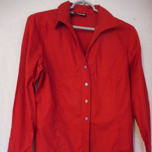 Rafaella Size 8 Burgundy Button Front shirt blouse - Picture 1 of 5